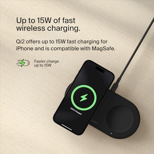 Belkin 2-in-1 Wireless Charging Pad with Qi2 15W thumbnail 4