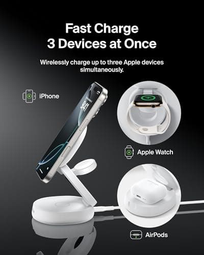 Belkin Qi2 15W Wireless Fast Charging Station, 3 in 1 iPhone Charger thumbnail 2