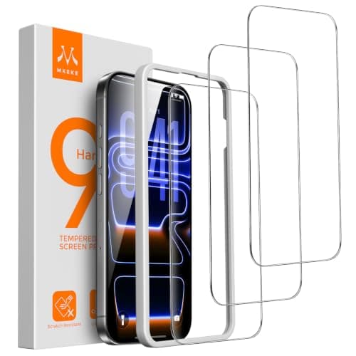 Mkeke 3 Pack Screen Protector for iPhone 18 Pro Max, 9H+ Tempered Glass - image 1