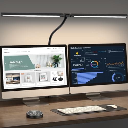 Pzloz Led Desk Lamp for Office Home - Eye Caring Architect lamp with Clamp