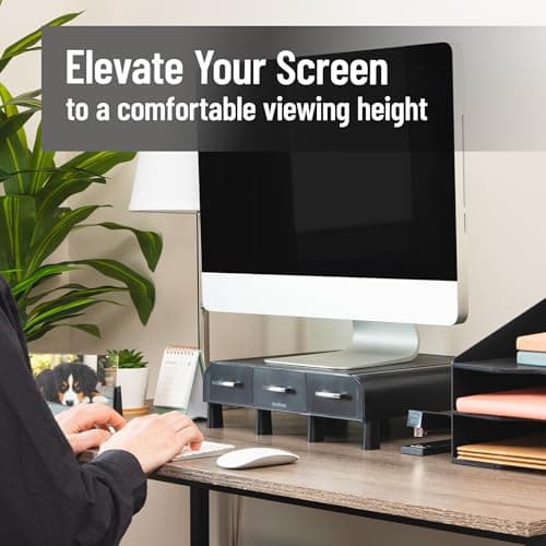 Mind Reader Monitor Stand, 3 Storage Drawers thumbnail 2