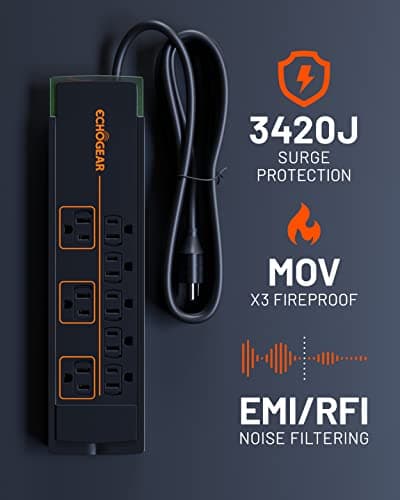 ECHOGEAR Mountable Power Strip (8 Outlets, Surge Protector, 6ft) thumbnail 2