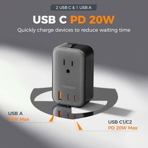 TESSAN Ultra Thin Universal Travel Adapter PD 20W thumbnail 5