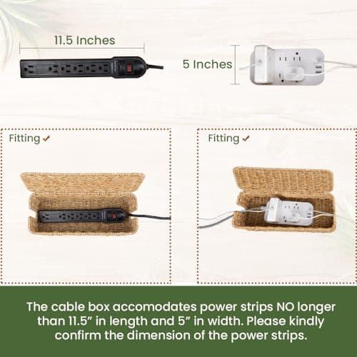Cantalop Handmade Rattan Cable Management Box, Natural thumbnail 3