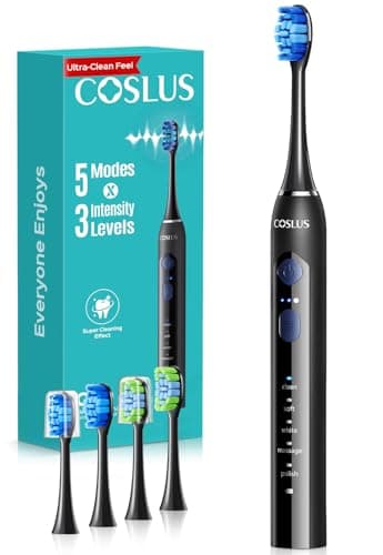 COSLUS C30 Electric Toothbrush for Adults: 3 Intensities & 5 Modes Customized for Effective Yet Gentle Ultra