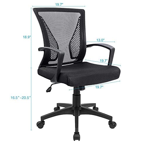 Furmax Office Chair Ergonomic Computer Desk Mesh Chair Mid Back Swivel Lumbar Support with Armrest (1 thumbnail 3