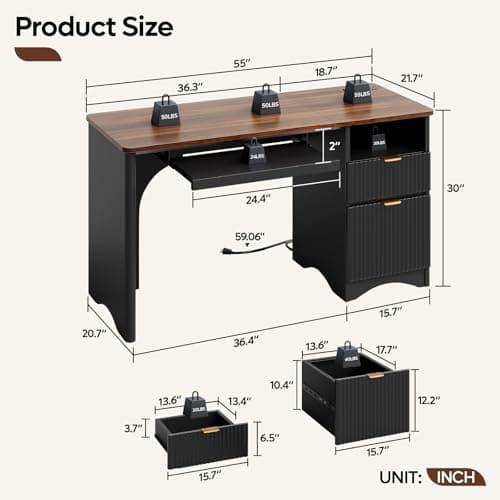 Bestier 55 Inch Computer Desk with Adjustable Shelves thumbnail 2