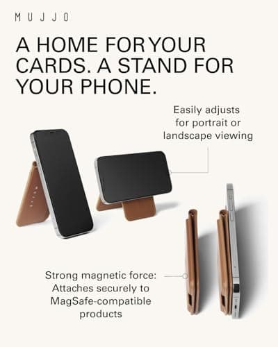 Mujjo Magsafe Compatible Leather Wallet Stand - Tan thumbnail 5