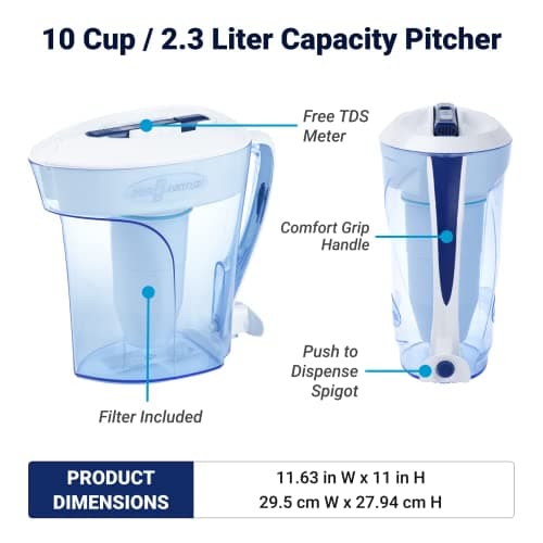 ZeroWater 10-Cup Ready-Pour Pitcher thumbnail 3