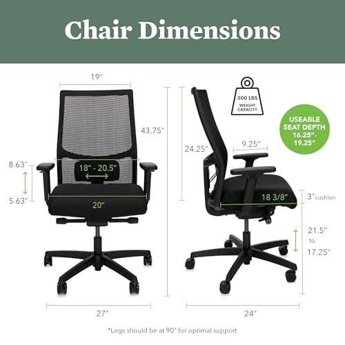 HON Ignition 2.0 Mid-Back Ergonomic Mesh Office Chair thumbnail 2