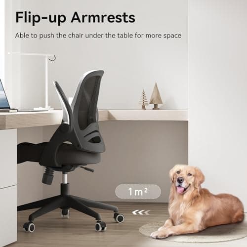 Hbada Office Chair with Flip-Up Armrests and S-Shaped Backrest thumbnail 3