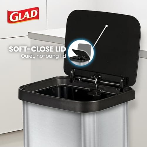 Glad 20 Gallon Stainless Steel Sensor Trash Can with Clorox Odor Protection thumbnail 4