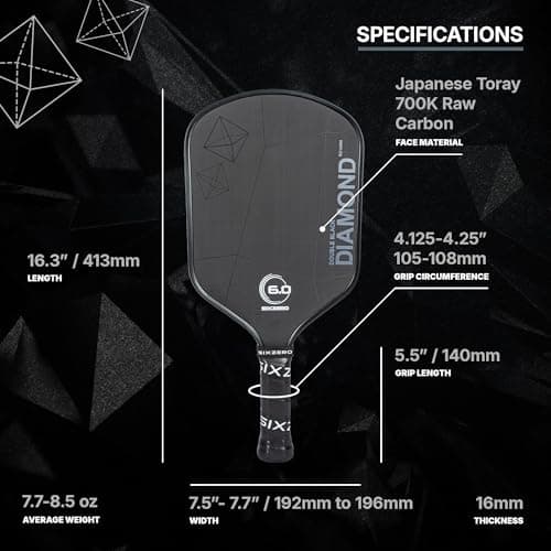 Six Zero Double Black Diamond Control Pickleball Paddle thumbnail 3