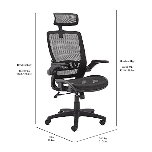 Amazon Basics Ergonomic High-Back Mesh Office Chair with Flip-Up Armrests thumbnail 3