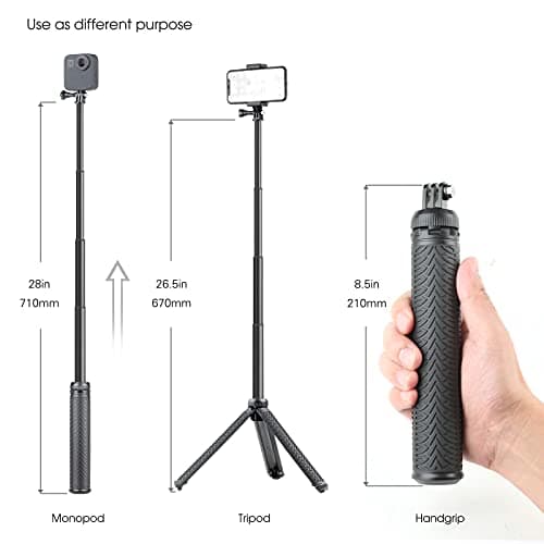 SOONSUN 3-in-1 Aluminum Waterproof Selfie Stick for GoPro thumbnail 2