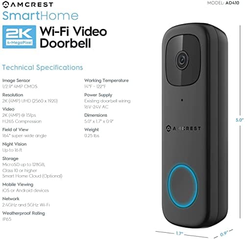 Amcrest AD410 4MP Video Doorbell thumbnail 5
