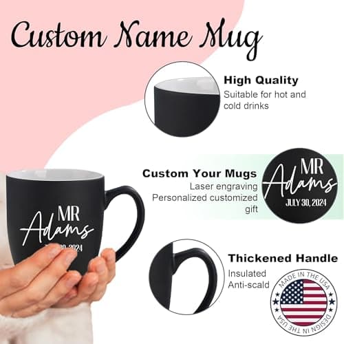 Mr. and Mrs. Coffee Mug Set Ceramic 16oz thumbnail 4