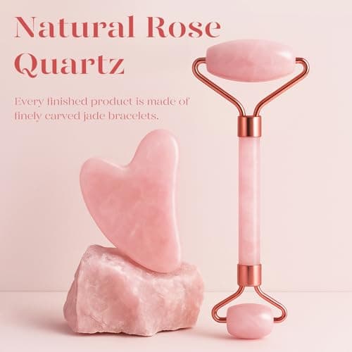 BAIMEI Rose Quartz Jade Roller & Gua Sha Set thumbnail 4