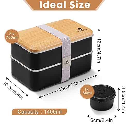 Sinnsally Bento Box Adult Lunch Box 47oz thumbnail 2