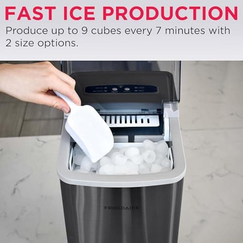 Frigidaire Countertop Portable, 26 lb per Day Bullet Ice Maker Machine (Black Stainless Steel) thumbnail 4