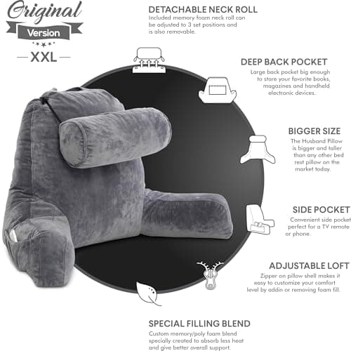 Husband Pillow XXL Reading Pillow with Arms thumbnail 5