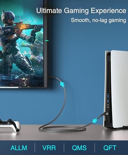 BlueRigger 8K HDMI 2.1 Cable 15FT, 48Gbps Ultra High Speed Certified, 4K 120Hz, 8K 60Hz, eARC, HDR10+, Dolby Vision, Compatible with Apple TV 4K, PS5, Xbox Series X thumbnail 2