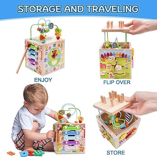 TOP BRIGHT Montessori Wooden Activity Cube for 1 Year Old thumbnail 5