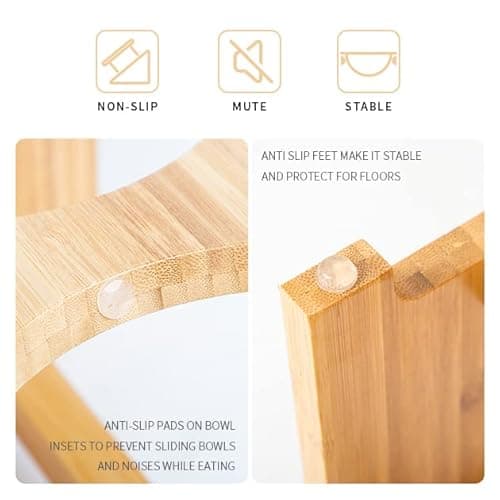 FOREYY Raised Pet Bowls Bamboo Elevated thumbnail 3