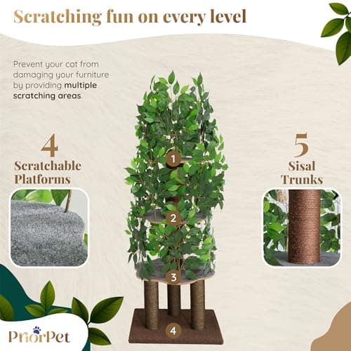 On2Pets Cat Tree with Leaves, 60-Inch thumbnail 4