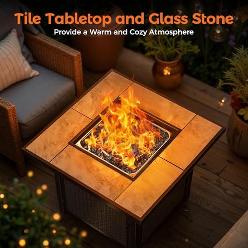 BALI OUTDOORS 32-Inch Square Gas Fire Pit Table thumbnail 2