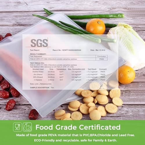 SPLF 6 Pack Leakproof Silicone Reusable Food Storage Bags thumbnail 2