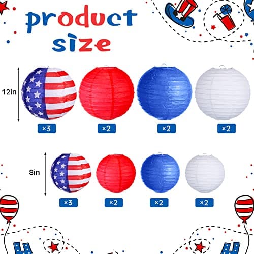 Joiedomi Patriotic Paper Lantern Set thumbnail 2