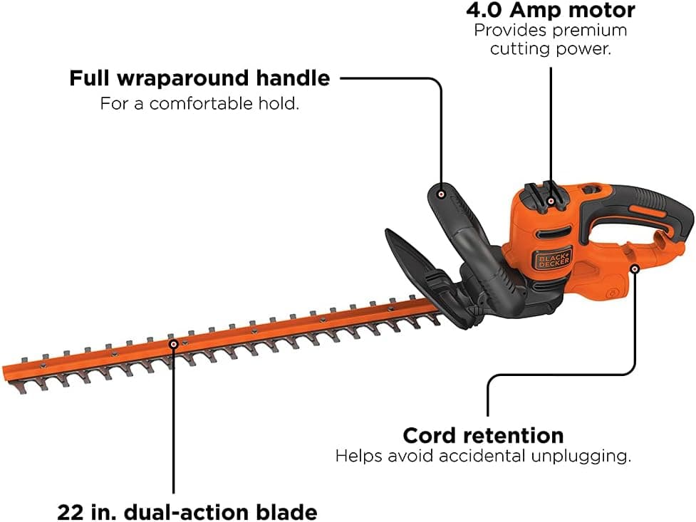BLACK+DECKER BEHT350FF 22-Inch 4-Amp Corded Electric Hedge Trimmer thumbnail 2