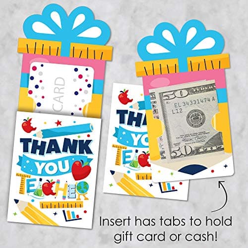 Big Dot of Happiness Thank You Cards for Teachers - Gift Card Sleeves Set of 8 thumbnail 3