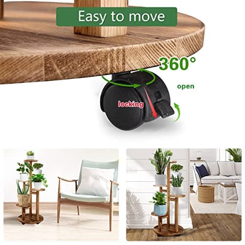 GEEBOBO 5-Tiered Tall Plant Stand for Indoor — Wood Corner Shelf (Walnut) thumbnail 5