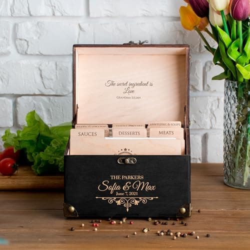 Personalized Recipe Box with Dividers and Custom Name Card thumbnail 2
