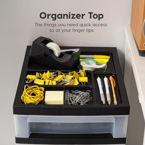 IRIS USA 4-Drawer Rolling Storage Cart, Black/Clear thumbnail 5