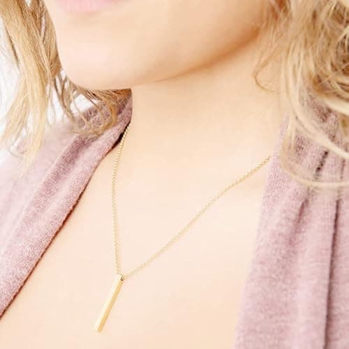 Personalized Mothers Necklace with Kids Names — Sterling Silver Bar Necklace thumbnail 2