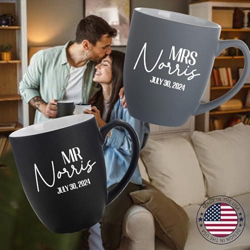 Mr. and Mrs. Coffee Mug Set Ceramic 16oz thumbnail 3
