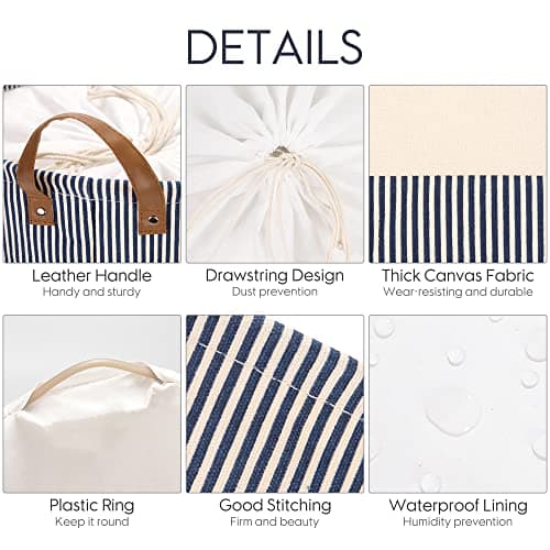 Sea Team Collapsible Canvas Laundry Tote Basket thumbnail 3