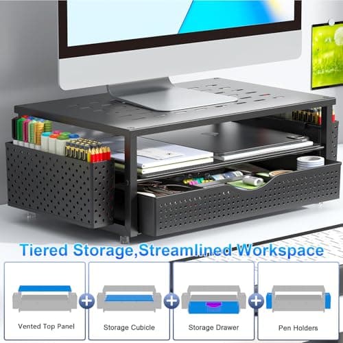 gianotter Desk Organizers and Accessories with Sliding Drawer, Double Tray and 5 Upright Sections thumbnail 3