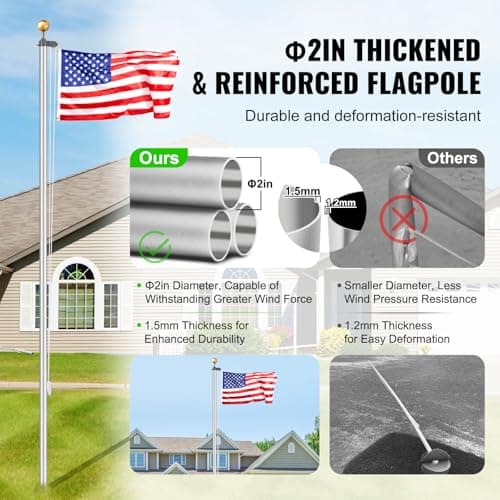 VEVOR 25ft Sectional Aluminum Flag Pole thumbnail 3