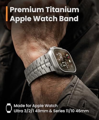 GROOBAL Grade 5 Titanium Band for Apple Watch 46mm and Ultra 49mm, DLC Coating thumbnail 2