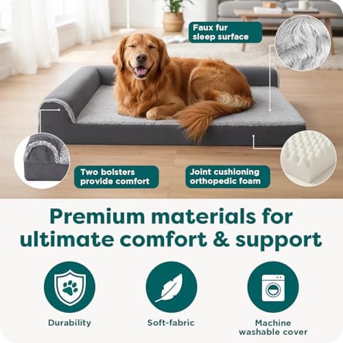 Furhaven Orthopedic L-Shaped Chaise Dog Bed thumbnail 5