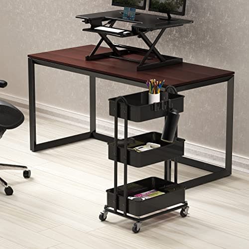 Simple Houseware 3-Tier Heavy Duty Metal Utility Rolling Cart, Black thumbnail 2