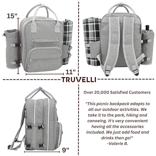 Truvelli Picnic Backpack for 2 with Blanket - 12-in-1 Insulated Set thumbnail 5