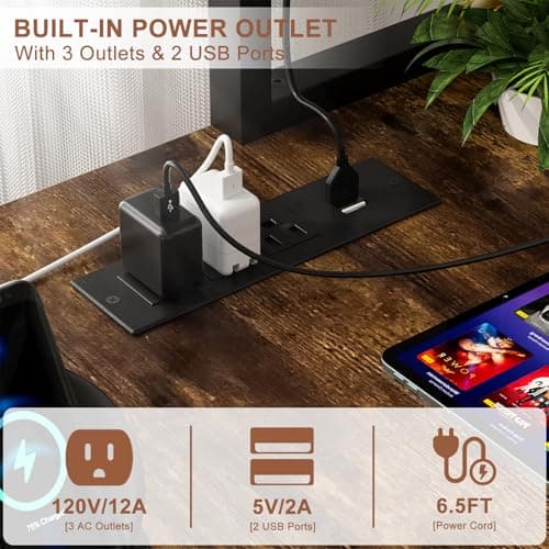 GreenForest L-Shaped Gaming Desk with Power Outlets (60.2 inch) thumbnail 3