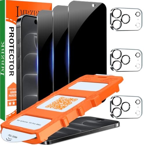 IMBZBK Privacy Screen Protector for iPhone 18 Pro Max, 3+3 Pack with Camera Lens Protectors - image 1