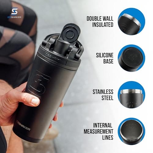 Ice Shaker 26oz Insulated Stainless Steel Shaker Bottle thumbnail 2