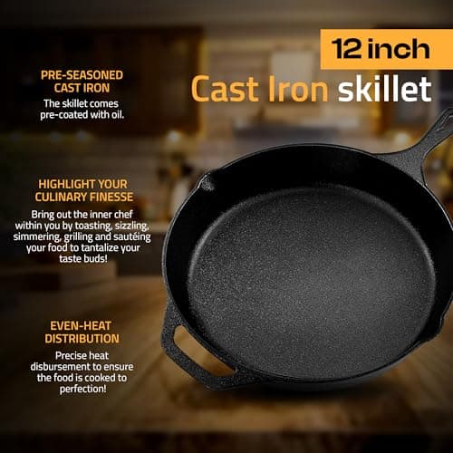 Utopia Kitchen Pre-Seasoned Cast Iron Skillet, 12.5-Inch thumbnail 4
